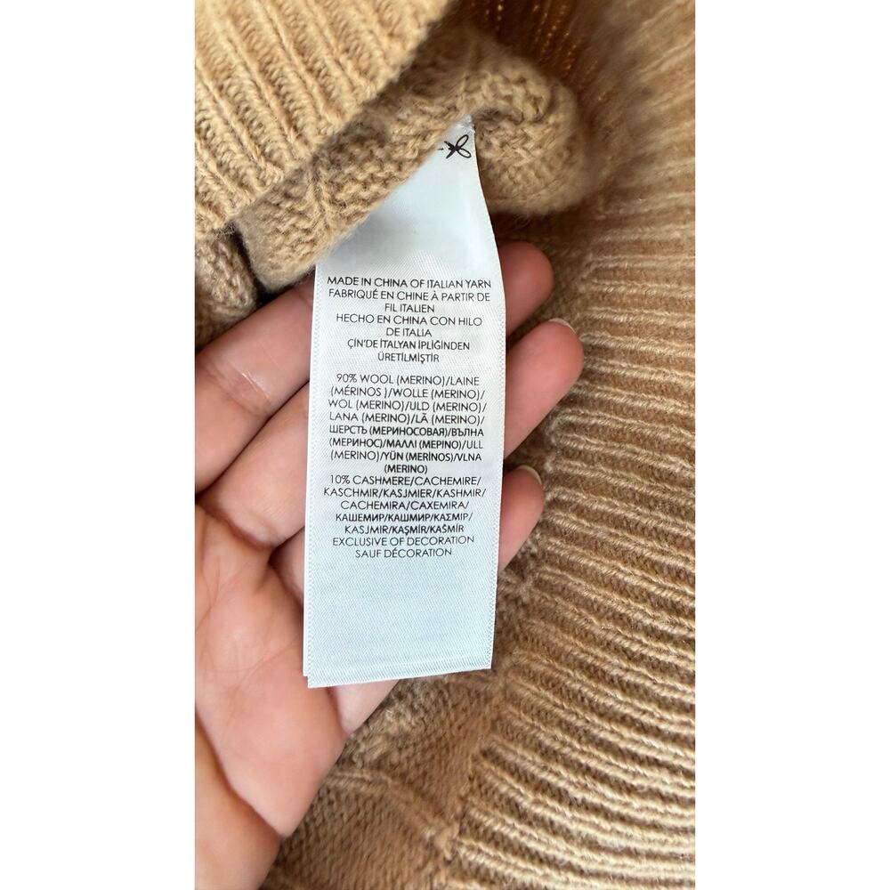 Polo Ralph Lauren Merino Wool Cashmere Cable Knit Brown Tan Sweater Women's L - Picture 4 of 7